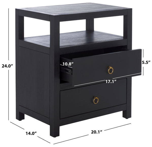 Safavieh Amisa Nightstand – Elegant Acacia Veneer Design For Organized Bedroom Essentials And Timeless Style Black NST2402B
