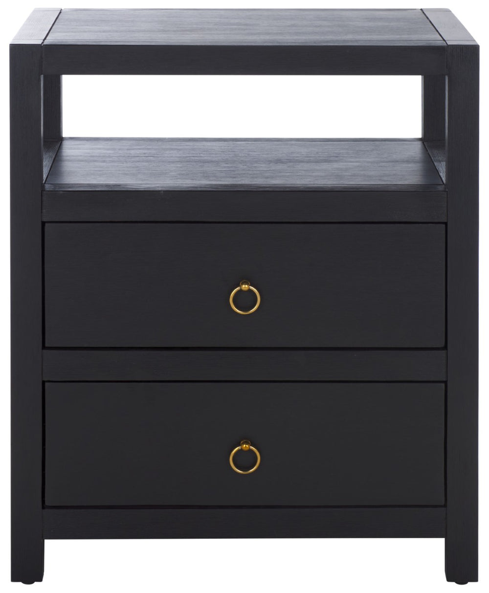 Safavieh Amisa Nightstand – Elegant Acacia Veneer Design For Organized Bedroom Essentials And Timeless Style Black NST2402B