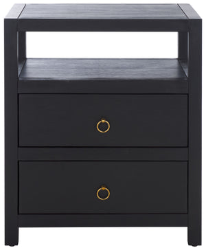 Safavieh Amisa Nightstand: Elegant Acacia Design For Functional Bedroom Storage And Sophisticated Style Black Accacia,Plywood,Mdf,Veneer Nst2402b