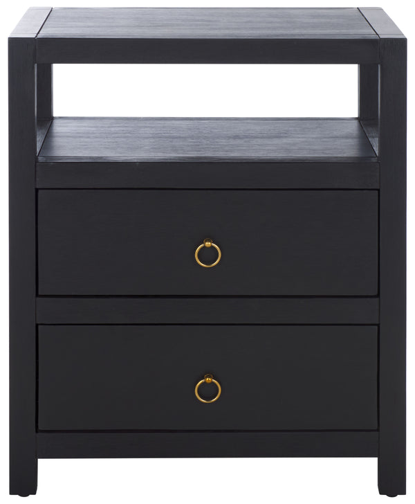 Safavieh Amisa Nightstand: Elegant Acacia Design For Functional Bedroom Storage And Sophisticated Style Black Accacia,Plywood,Mdf,Veneer Nst2402b