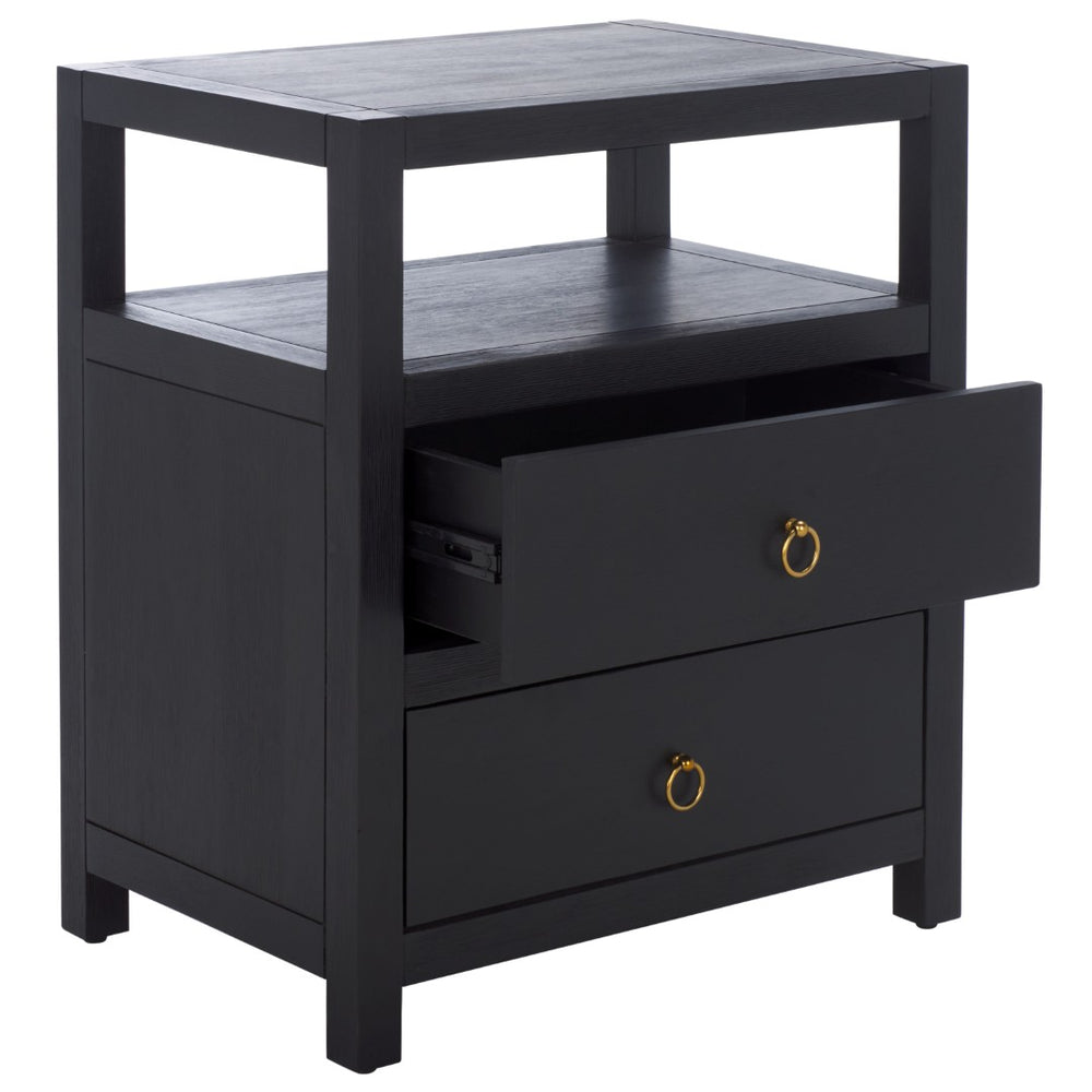 Safavieh Amisa Nightstand – Elegant Acacia Veneer Design For Organized Bedroom Essentials And Timeless Style Black NST2402B
