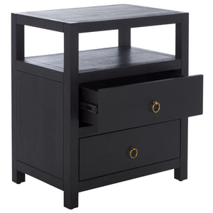 Safavieh Amisa Nightstand: Elegant Acacia Design For Functional Bedroom Storage And Sophisticated Style Black Accacia,Plywood,Mdf,Veneer Nst2402b