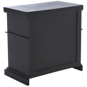 Safavieh Ahasu Nightstand - Elegant Acacia Craftsmanship With Spacious Storage For A Serene Bedroom Ambiance Black Accacia,Mdf,Veneer,Plywood Nst2403b