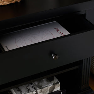 Safavieh Ahasu Nightstand - Elegant Acacia Craftsmanship With Spacious Storage For A Serene Bedroom Ambiance Black Accacia,Mdf,Veneer,Plywood Nst2403b