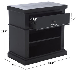 Safavieh Ahasu Nightstand - Elegant Acacia Wood Design With Spacious Storage For Modern Bedroom Interiors Black NST2403B