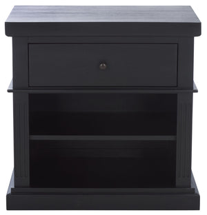 Safavieh Ahasu Nightstand - Elegant Acacia Craftsmanship With Spacious Storage For A Serene Bedroom Ambiance Black Accacia,Mdf,Veneer,Plywood Nst2403b