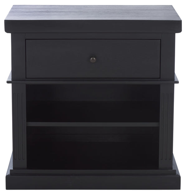 Safavieh Ahasu Nightstand - Elegant Acacia Craftsmanship With Spacious Storage For A Serene Bedroom Ambiance Black Accacia,Mdf,Veneer,Plywood Nst2403b