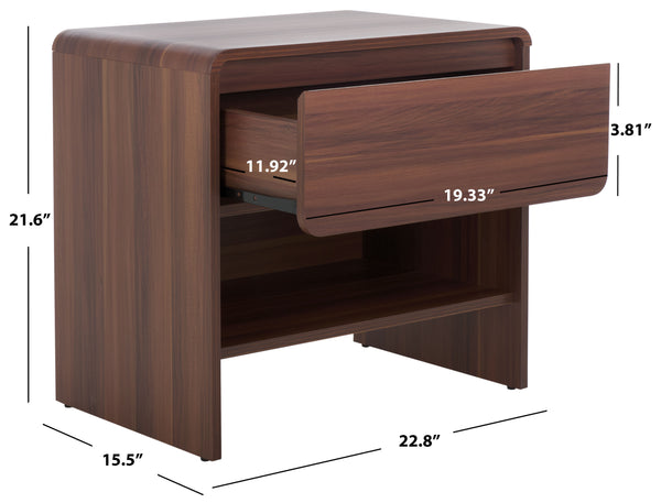 Safavieh Arsenio Nightstand With Drawer - Stylish Walnut Finish For Modern Bedroom Décor And Storage Solutions Walnut Pb,Mdf Nst3100a