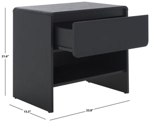 Safavieh Arsenio Modern Nightstand With Soft-Close Drawer - Sculptural Design For Contemporary Bedrooms Black NST3100B