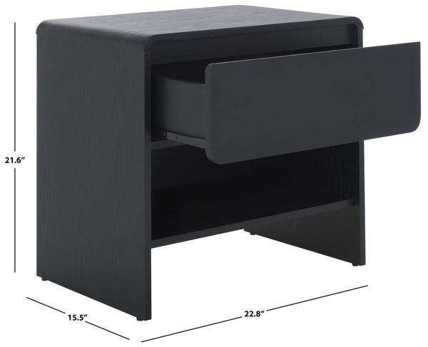 Safavieh Arsenio Modern Nightstand With Soft-Close Drawer - Sculptural Design For Contemporary Bedrooms Black NST3100B