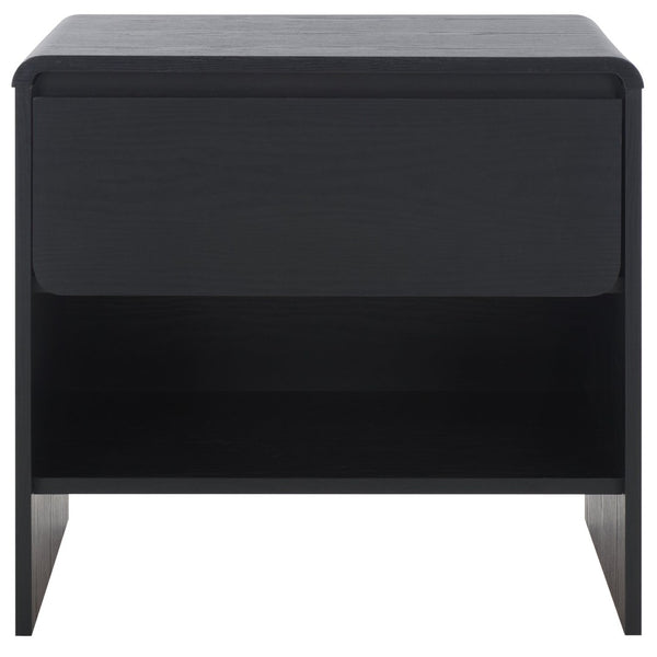 Safavieh Arsenio Modern Nightstand With Soft-Close Drawer - Sculptural Design For Contemporary Bedrooms Black NST3100B