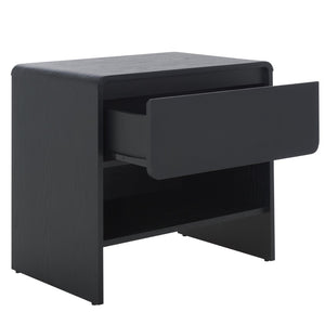 Safavieh Arsenio Modern Nightstand With Soft-Close Drawer - Sculptural Design For Contemporary Bedrooms Black NST3100B