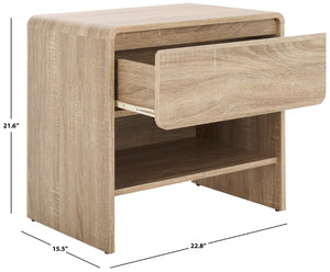 Safavieh Arsenio Modern Nightstand With Soft-Close Drawer - Sculptural Design For Contemporary Bedrooms Light Cream NST3100C