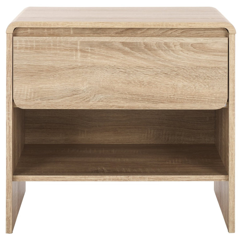 Safavieh Arsenio Modern Nightstand With Soft-Close Drawer - Sculptural Design For Contemporary Bedrooms Light Cream NST3100C