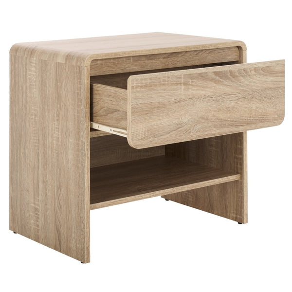 Safavieh Arsenio Modern Nightstand With Soft-Close Drawer - Sculptural Design For Contemporary Bedrooms Light Cream NST3100C