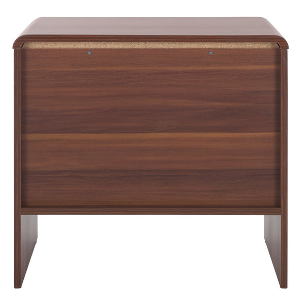 Safavieh Arsenio 2 Drawer Nightstand - Modern Sculptural Design With Soft-Close Drawers For Stylish Storage Walnut NST3101A