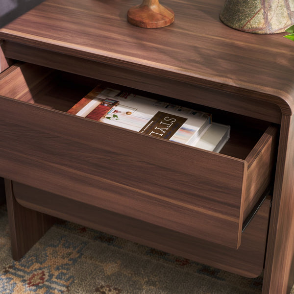 Safavieh Arsenio 2 Drawer Nightstand - Stylish Storage Solution For Your Bedroom With Timeless Elegance Walnut Pb,Mdf Nst3101a