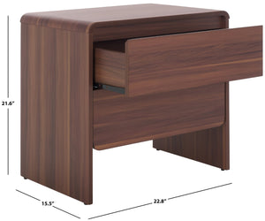Safavieh Arsenio 2 Drawer Nightstand - Modern Sculptural Design With Soft-Close Drawers For Stylish Storage Walnut NST3101A