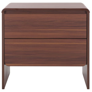 Safavieh Arsenio 2 Drawer Nightstand - Modern Sculptural Design With Soft-Close Drawers For Stylish Storage Walnut NST3101A