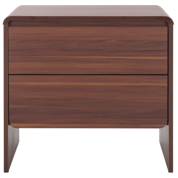 Safavieh Arsenio 2 Drawer Nightstand - Modern Sculptural Design With Soft-Close Drawers For Stylish Storage Walnut NST3101A