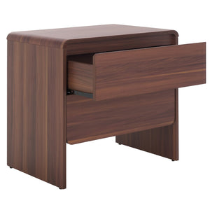Safavieh Arsenio 2 Drawer Nightstand - Modern Sculptural Design With Soft-Close Drawers For Stylish Storage Walnut NST3101A