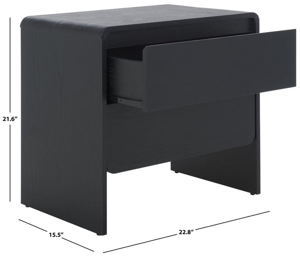 Safavieh Arsenio 2 Drawer Nightstand - Modern Sculptural Design With Soft-Close Drawers For Stylish Storage Black NST3101B