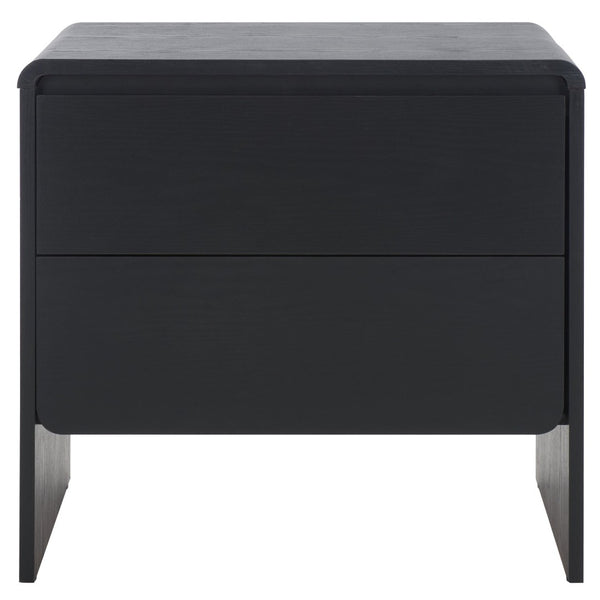Safavieh Arsenio 2 Drawer Nightstand - Modern Sculptural Design With Soft-Close Drawers For Stylish Storage Black NST3101B