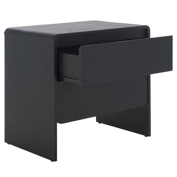 Safavieh Arsenio 2 Drawer Nightstand - Modern Sculptural Design With Soft-Close Drawers For Stylish Storage Black NST3101B