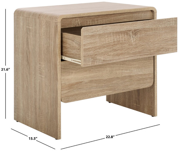Safavieh Arsenio 2 Drawer Nightstand - Modern Sculptural Design With Soft-Close Drawers For Stylish Storage Light Cream NST3101C