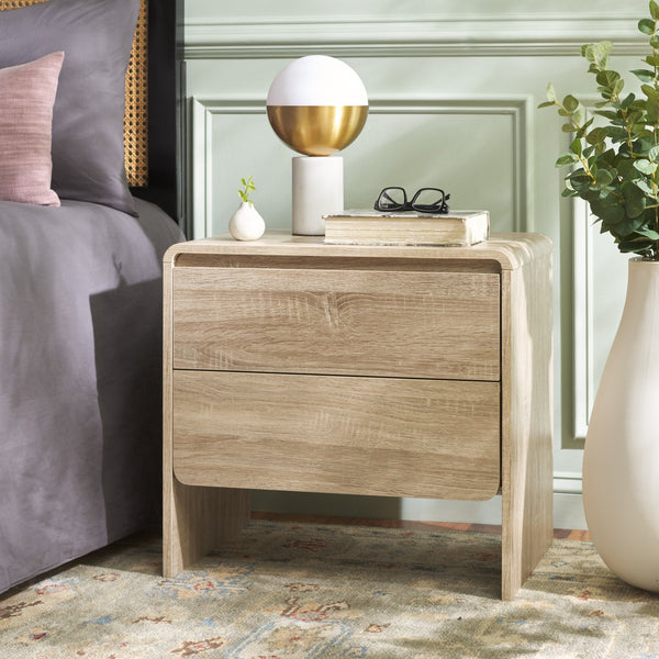 Safavieh Arsenio 2 Drawer Nightstand - Stylish Storage Solution For Your Bedroom With Timeless Elegance Light Cream Pb,Mdf Nst3101c