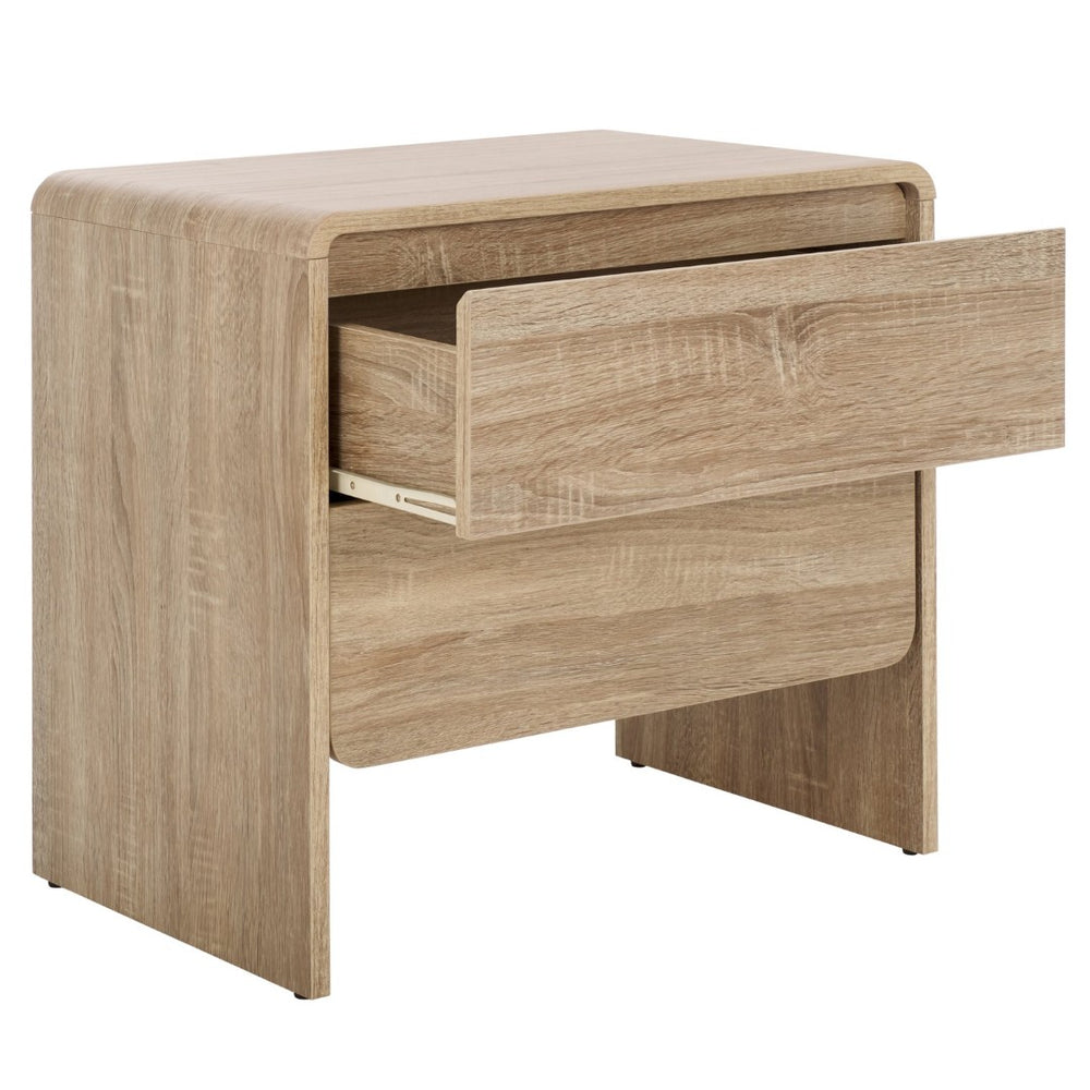 Safavieh Arsenio 2 Drawer Nightstand - Modern Sculptural Design With Soft-Close Drawers For Stylish Storage Light Cream NST3101C