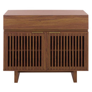 Safavieh Quaid 1 Drawer 2 Door Nightstand In Elegant Walnut Finish For Stylish Bedroom Storage Solutions Walnut ,Brass Pb ,Mdf Nst3104a