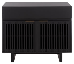 Safavieh Quaid 1 Drawer 2 Door Nightstand In Elegant Walnut Finish For Stylish Bedroom Storage Solutions Black ,Brass Pb ,Mdf Nst3104b