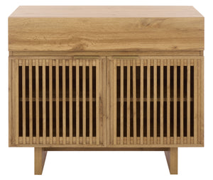 Safavieh Quaid 1 Drawer 2 Door Nightstand In Elegant Walnut Finish For Stylish Bedroom Storage Solutions Oak ,Brass Pb ,Mdf Nst3104c