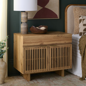 Safavieh Quaid 1 Drawer 2 Door Nightstand In Elegant Walnut Finish For Stylish Bedroom Storage Solutions Oak ,Brass Pb ,Mdf Nst3104c