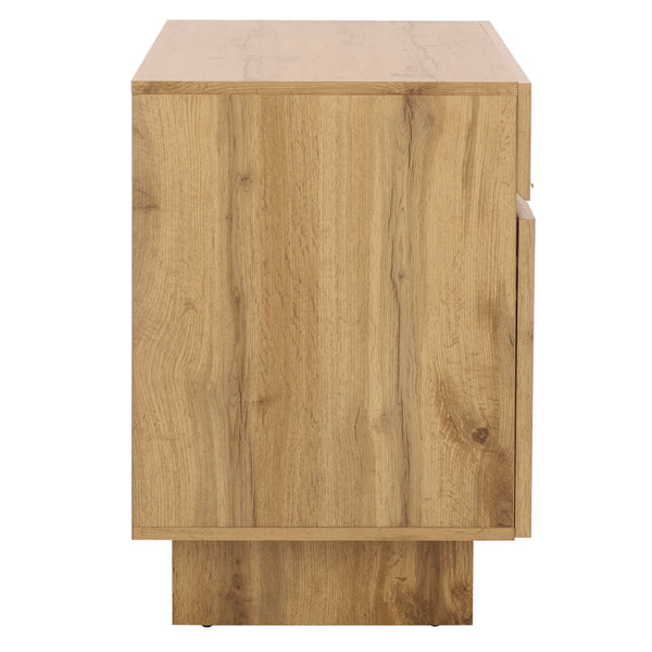 Safavieh Quaid 1 Drawer 2 Door Nightstand In Elegant Walnut Finish For Stylish Bedroom Storage Solutions Oak ,Brass Pb ,Mdf Nst3104c