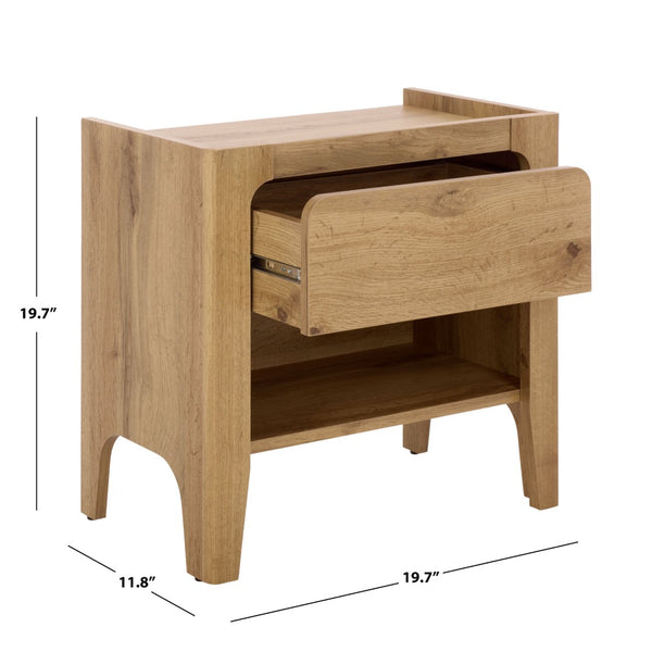 Safavieh Equit 1 Drawer Nightstand In Oak - Modern & Compact Storage Solution For Stylish Bedrooms & Apartments NST3105A