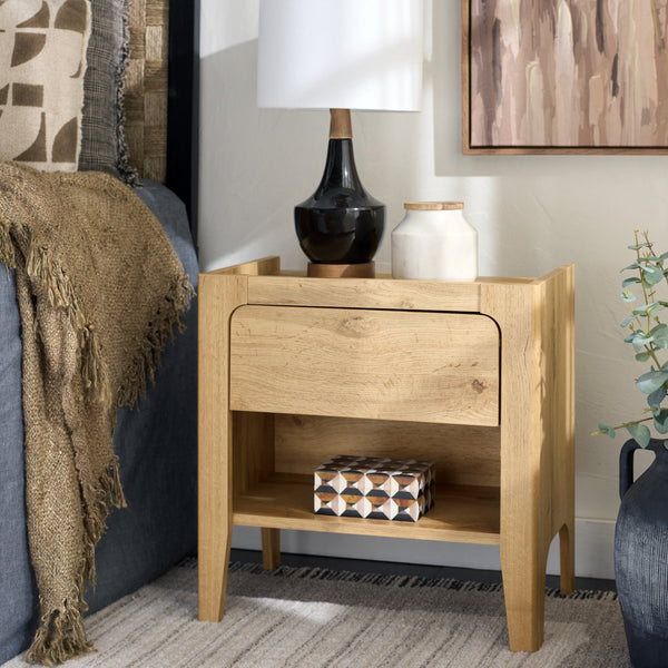 Safavieh Equit 1 Drawer Nightstand In Oak - Elegant, Functional, And Compact Design For Your Bedroom Retreat Oak Pb ,Mdf Nst3105a