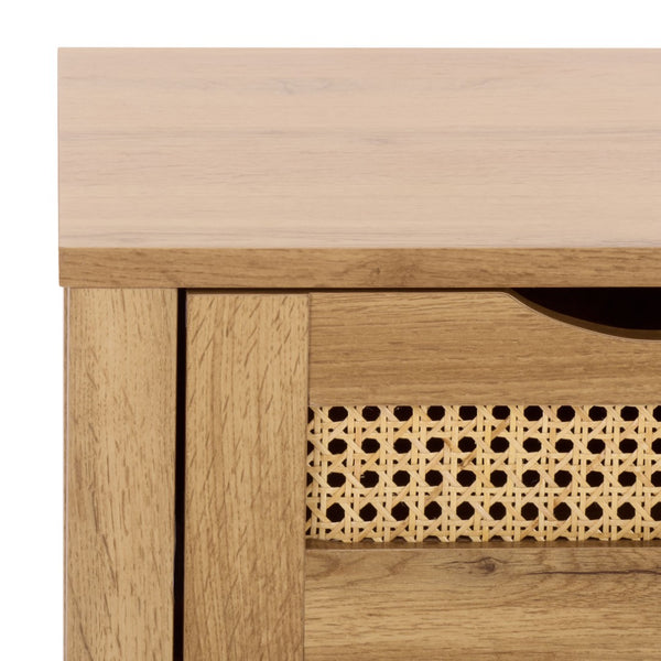 Safavieh Seeley 1 Drawer Nightstand - Rustic Modern Design With Rattan Accents And Oak Finish For Bedrooms NST3106A