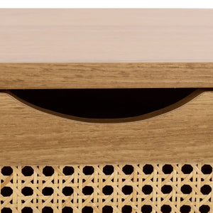 Safavieh Seeley 1 Drawer Nightstand - Rustic Modern Design With Rattan Accents And Oak Finish For Bedrooms NST3106A