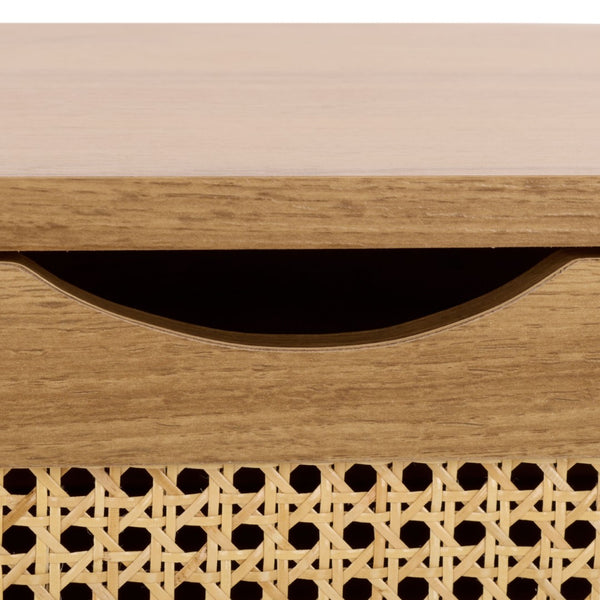Safavieh Seeley 1 Drawer Nightstand - Rustic Modern Design With Rattan Accents And Oak Finish For Bedrooms NST3106A