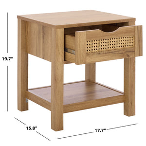 Safavieh Seeley 1 Drawer Nightstand - Rustic Modern Design With Rattan Accents And Oak Finish For Bedrooms NST3106A