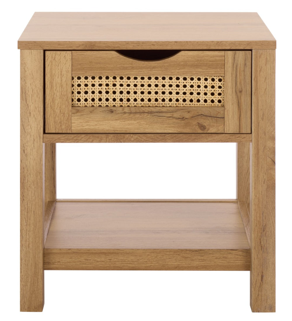 Safavieh Seeley 1 Drawer Nightstand - Rustic Modern Design With Rattan Accents And Oak Finish For Bedrooms NST3106A