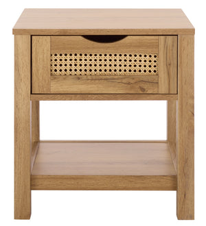 Safavieh Seeley 1 Drawer Nightstand - Rustic Modern Design With Rattan Accents And Oak Finish For Bedrooms NST3106A