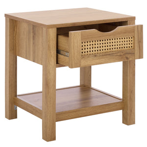 Safavieh Seeley 1 Drawer Nightstand - Rustic Modern Design With Rattan Accents And Oak Finish For Bedrooms NST3106A