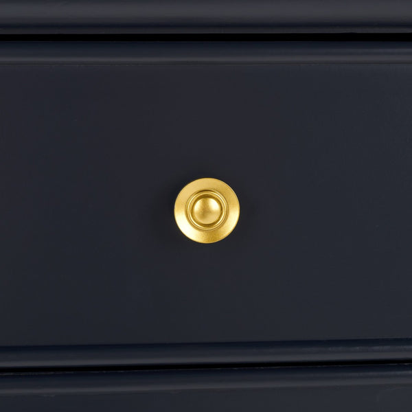 Safavieh Mina Modern Coastal Nightstand With Chinoiserie Bamboo Design And Ample Storage For Bedrooms Navy Blue / Gold NST3500A