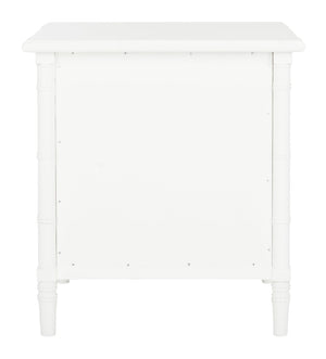 Safavieh Mina Modern Coastal Nightstand With Chinoiserie Bamboo Design And Ample Storage For Bedrooms White / Gold NST3500B