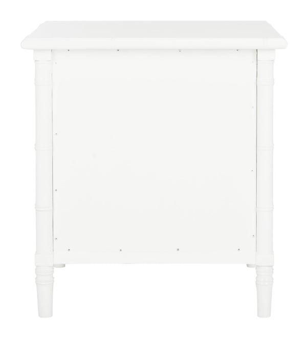 Safavieh Mina Modern Coastal Nightstand With Chinoiserie Bamboo Design And Ample Storage For Bedrooms White / Gold NST3500B