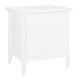 Safavieh Mina Modern Coastal Nightstand With Chinoiserie Bamboo Design And Ample Storage For Bedrooms White / Gold NST3500B