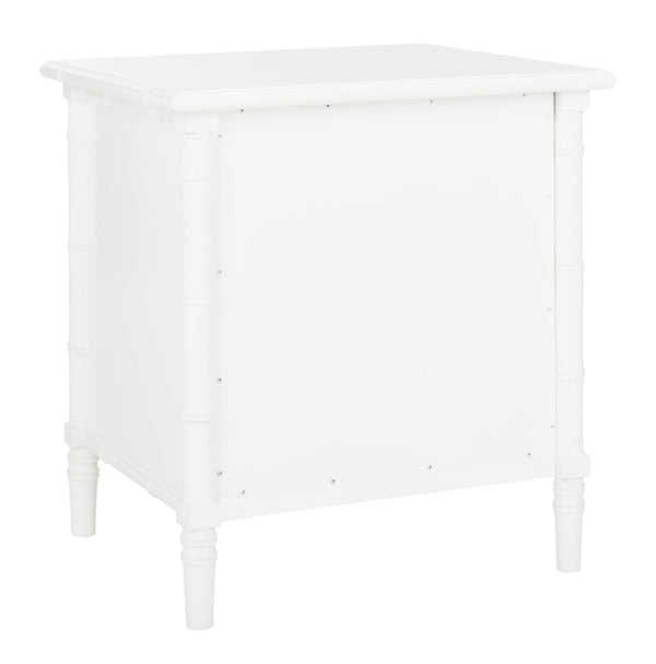 Safavieh Mina Modern Coastal Nightstand With Chinoiserie Bamboo Design And Ample Storage For Bedrooms White / Gold NST3500B